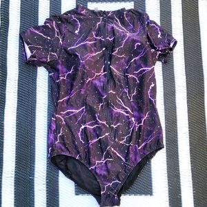 Black and purple  lighting swimsuit